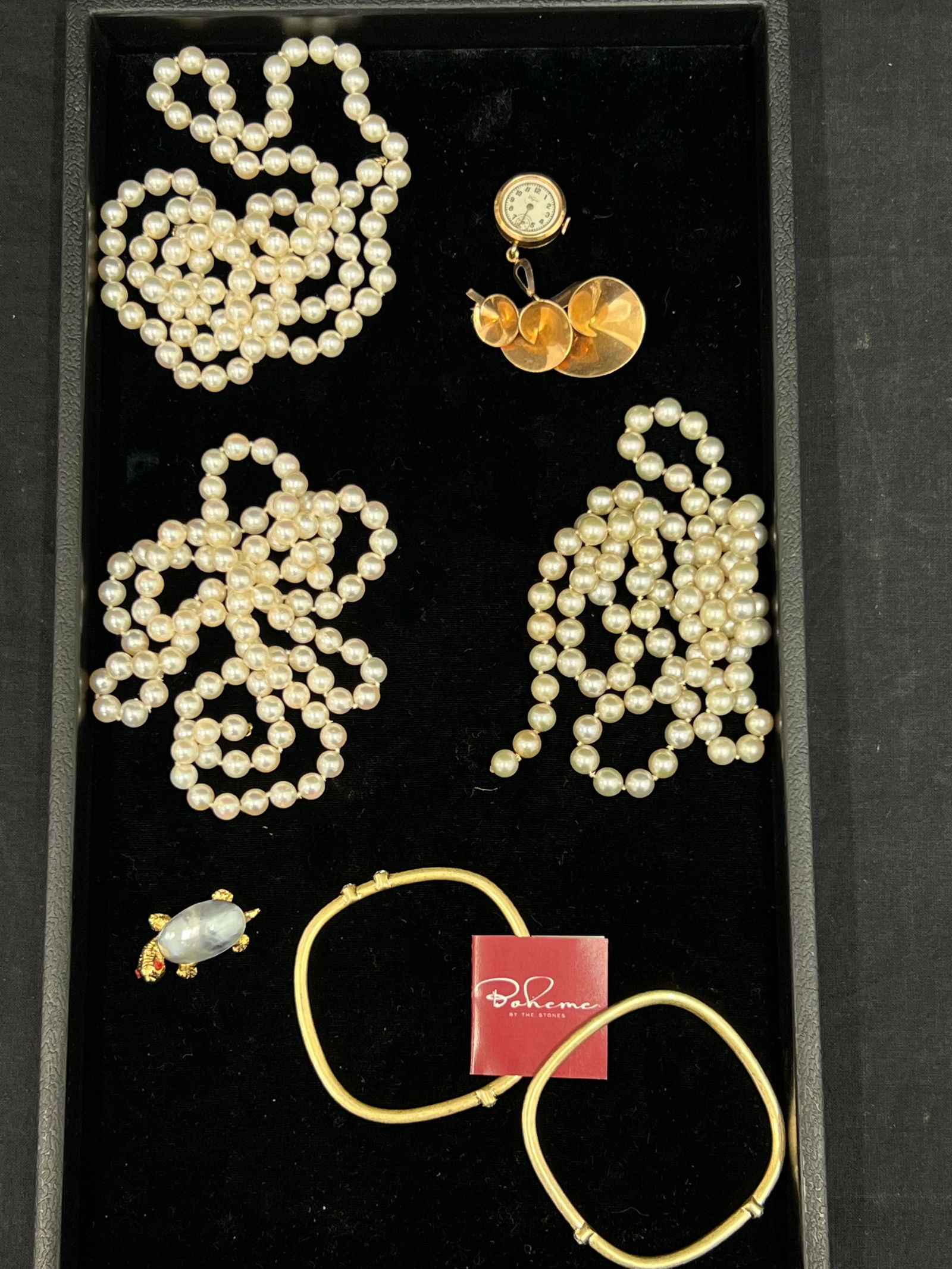 Swoboda Turtle, Pearl Beads, Boheme Bracelets - Swoboda Turtle Pin w/ Ruby Eyes, (3)Pearl Necklaces (1 of 7)