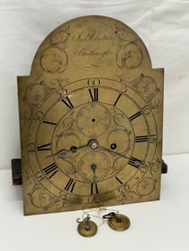 18thC John Robertson Strathmiglo Scotland Clock Face - Brass Etched 18thC Grandfather Clock Face
