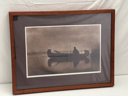 Jean Anthony DuLac Native American Limited Print - Signed #229 / 300 - Print of Edward S. Curtis: Jean Anthony DuLac Native American Limited Print - Signed #229 / 300 - Print of Edward S. Curtis ''Kutenai Duck Hunter'' Photograph 1908 - Framed 19.5'' x 25.25''