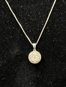 14K WG Diamond Pendant w/ Necklace 20''L - 14K White Gold 20''L Necklace w/ 14K White Gold Diamond