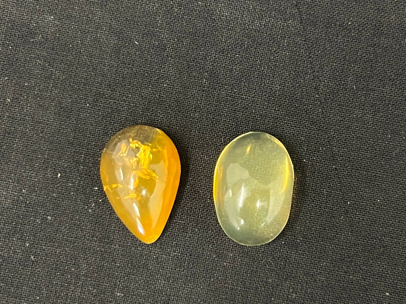 (2)Mexican Opals, (1)is Jelly Opal - Orange Yellow Teardrop Shaped 1''L 3.54g TW, (1)Jelly Color (1 of 4)