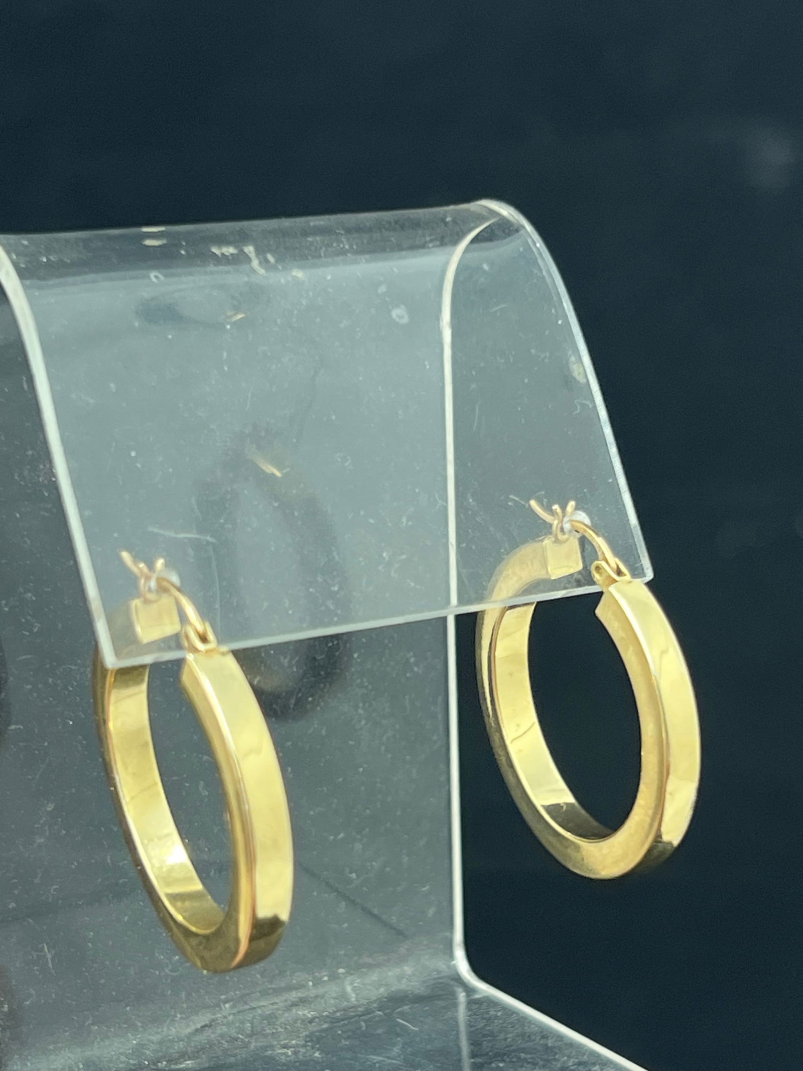 14K Gold Hoop Earrings 4.46g TW, 1'' w/ Hinged Backs - Hallmarked 14K & Tested (1 of 4)