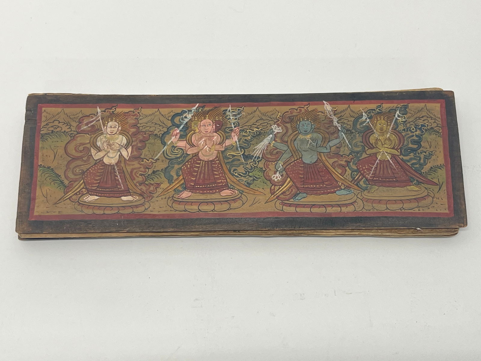 Early Tibetan Buddhist Pecha Sutra Book - Pecha Consists of Loose Leaf Pages between 2 Carved Wooden (1 of 15)