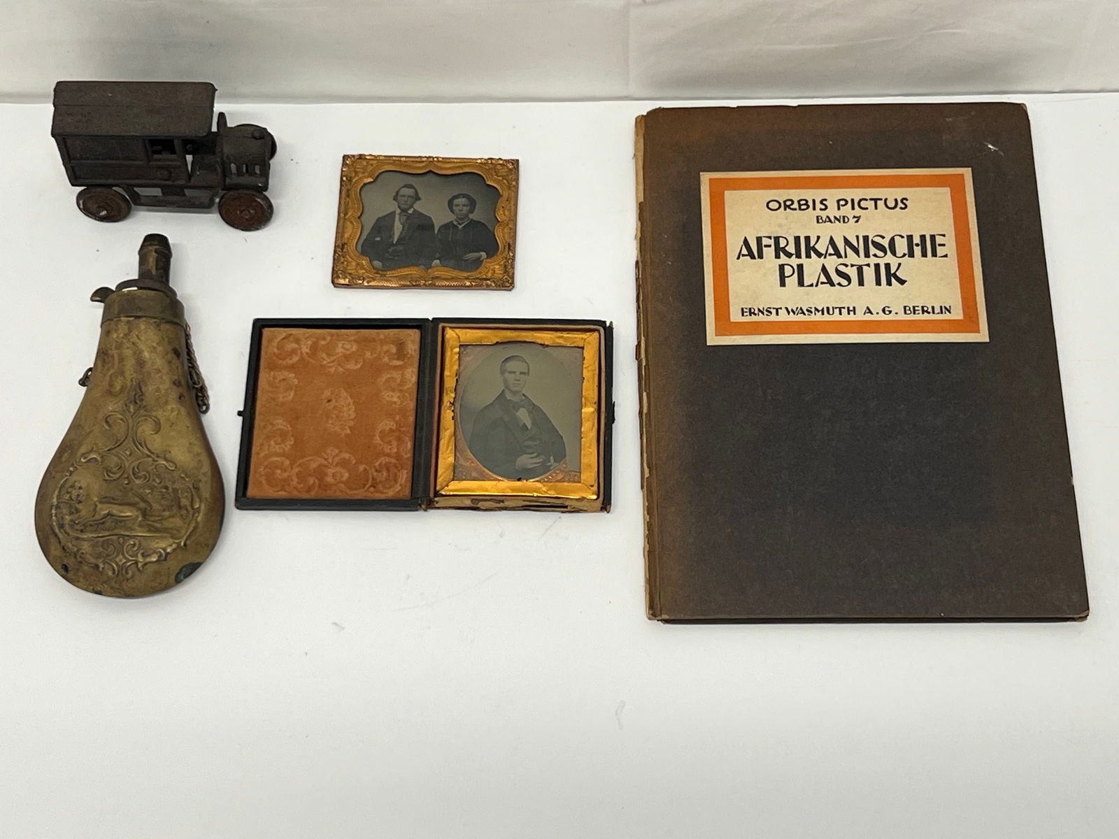 Antique Ambrotype Photo, Powder Flask, More -  Daugerreotype, Ambrotype Photos, Iron Car, Metal (1 of 12)
