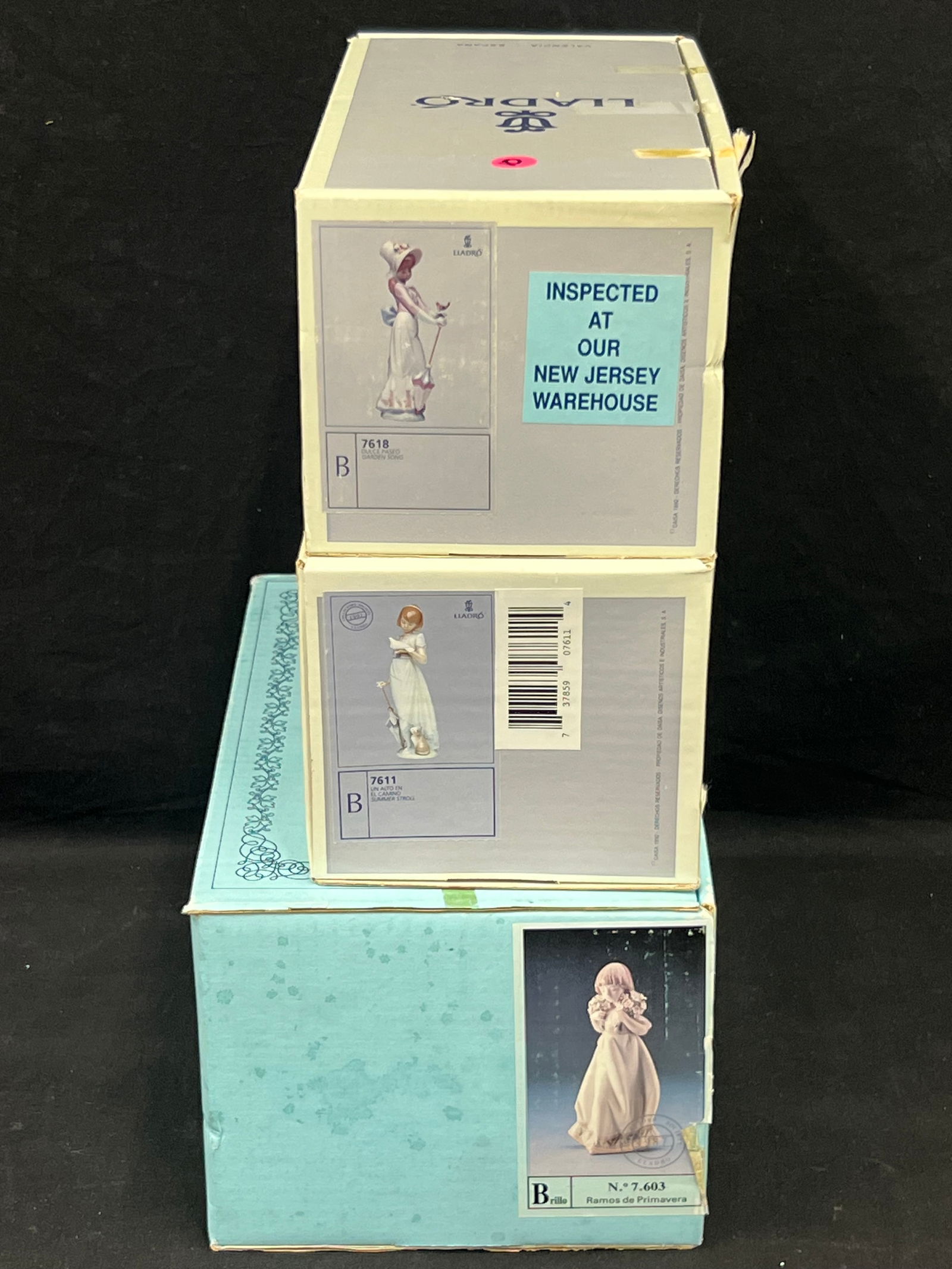 (3)Lladro Girl Figurines w/ Original Boxes - Spring Bouquet 7603, Garden Song 7618, Summer Stroll (1 of 6)