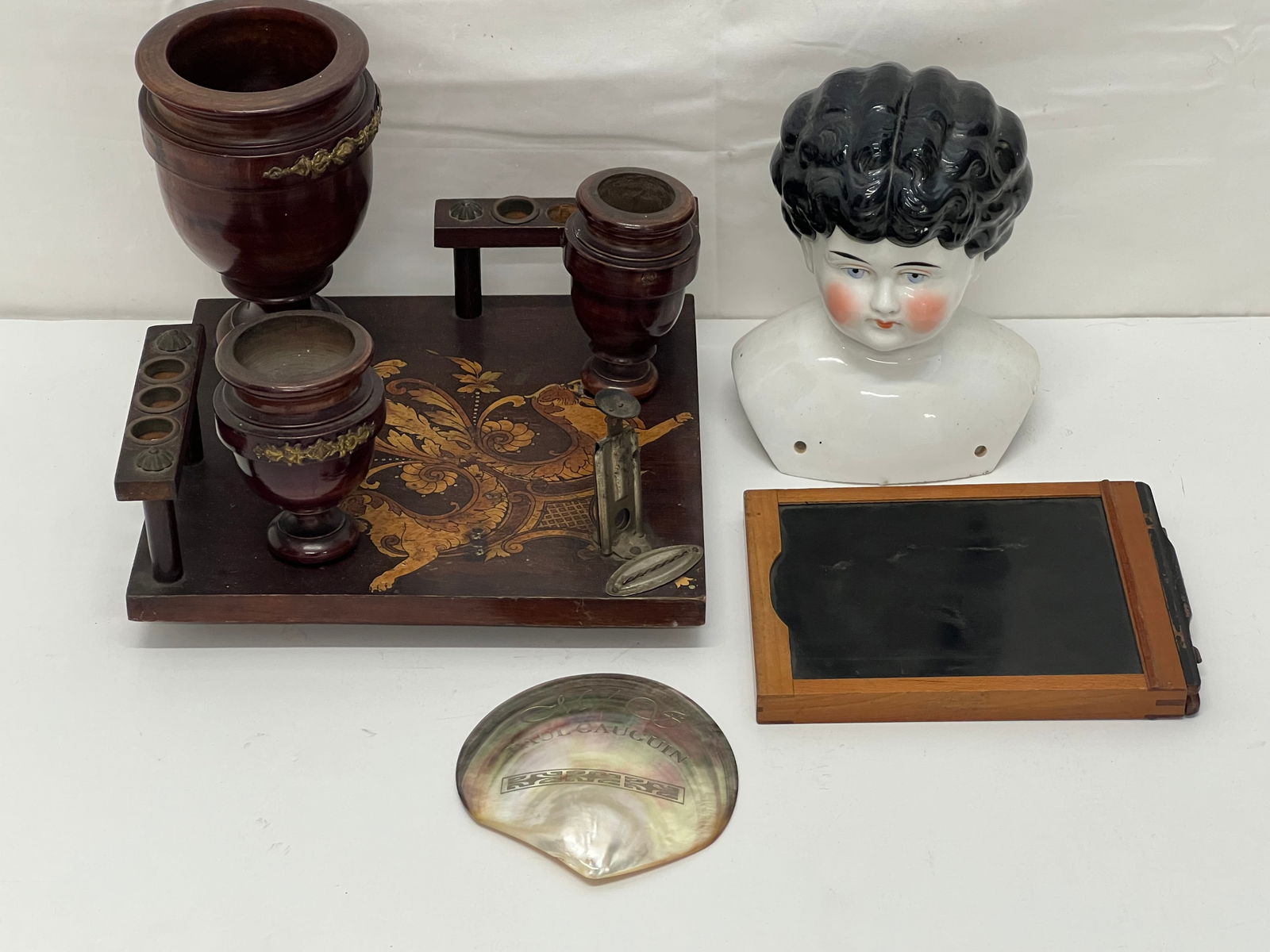 Atq Smoking Tray, Porcelain Doll Head + More (1 of 7)