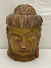 Handcarved Stone Buddha Head Statue 6.5''T