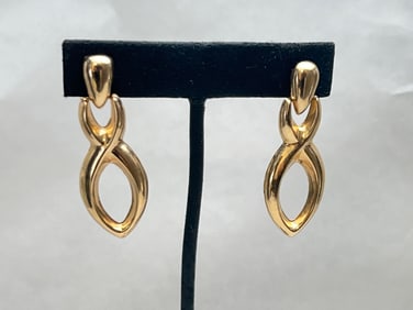 14K Gold Earrings, TW 3.37g, 1.75''L - Hallmarked JAW 14K , Earring Backs 14K