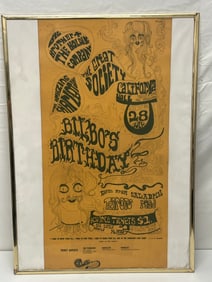 1966 Original Bilbo's Birthday Concert Poster - Handbill / Poster Featuring 3 Great Bands from 1960s