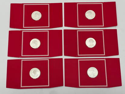 (6)1977 Franklin Mint Sterling Troy Oz Medals / Coins - Famous People - Hallmarked Sterling Troy Oz: (6)1977 Franklin Mint Sterling Troy Oz Medals / Coins - Famous People - Hallmarked Sterling Troy Oz .3350 - Unopened -