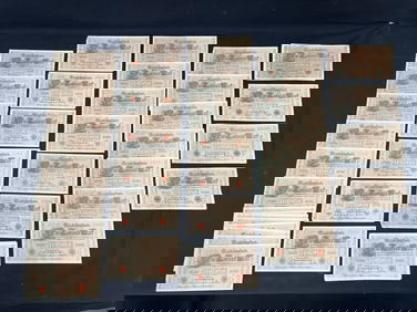 (50)1910 German 1000 Reichs Banknotes - Some in Seqence - Red Green Seals