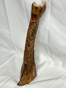 Signed Carved Bone 15'' - Carved Cow Bone w/ Animal Carvings