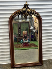 Victorian Walnut Mirror w/ Carved Top Finial - 25.5'' x 51.5'' Pick up or Arrange Own Shipping (See