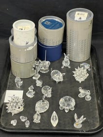 (20)Swarovski Crystal Figures - Frog, Turtle, Cat, Snail, Penguin, Pelican, Chicks, Pig, Hedgehog,