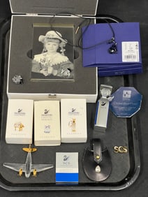 (10)Swarovski Crystal Items - Lady Bug Frame, Luggage Tag, Pendant, Pin, Pin Airplane, Lady Bug +