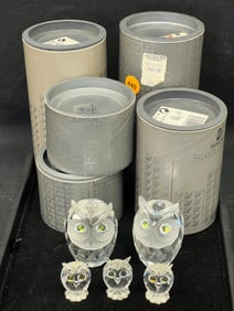 (5)Swarovski Crystal Owls w/ Boxes