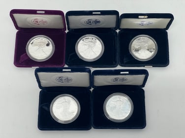 (5)1oz Fine Silver .999 US Mint Walking Liberty Dollars - American Eagle Walking Liberty 1oz Fine
