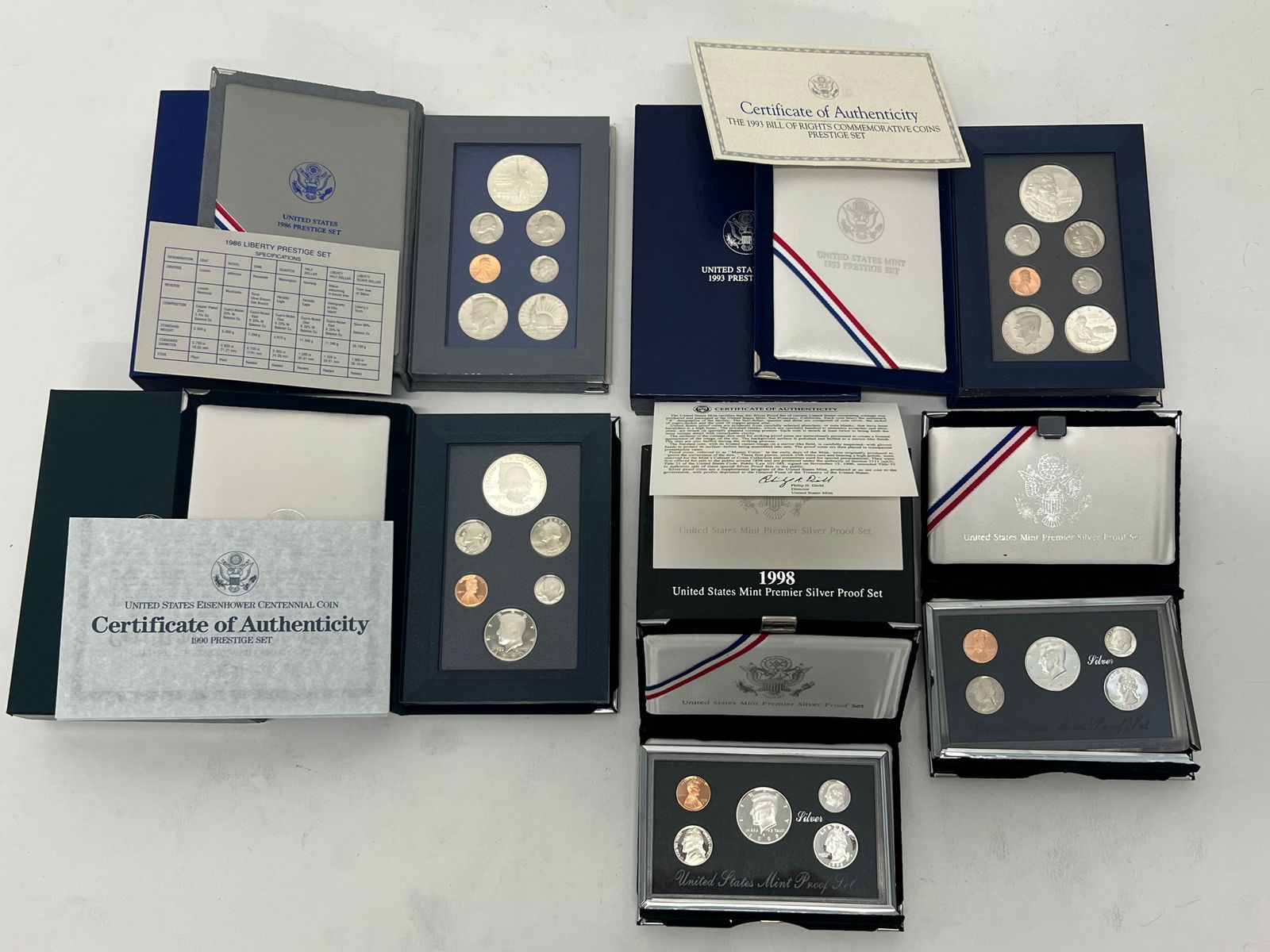 (5)US Mint Premier + Prestige Silver 90% Silver Proof Sets - 1996 + 1998 Premier 90% Silver Proof (1 of 9)