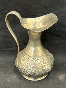 Vtg Turkish .900 Silver Damar Repousse Pitcher 5.25''T - Hallmarked 'Demar 900' , Total Wgt 168g