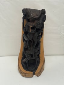 African Makonde Wooden Tree of Life Sculpture 11''T - Hand Carved Sculpture , From Monterey Bay /