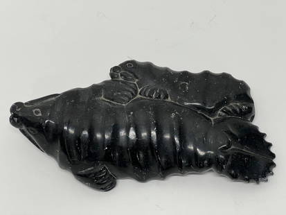 Signed Inuit Carved Soapstone Walrus 10'' x 6'' x 2'' - Mother w/ Baby Walrus - Signed in Syllabics: Signed Inuit Carved Soapstone Walrus 10'' x 6'' x 2'' - Mother w/ Baby Walrus - Signed in Syllabics