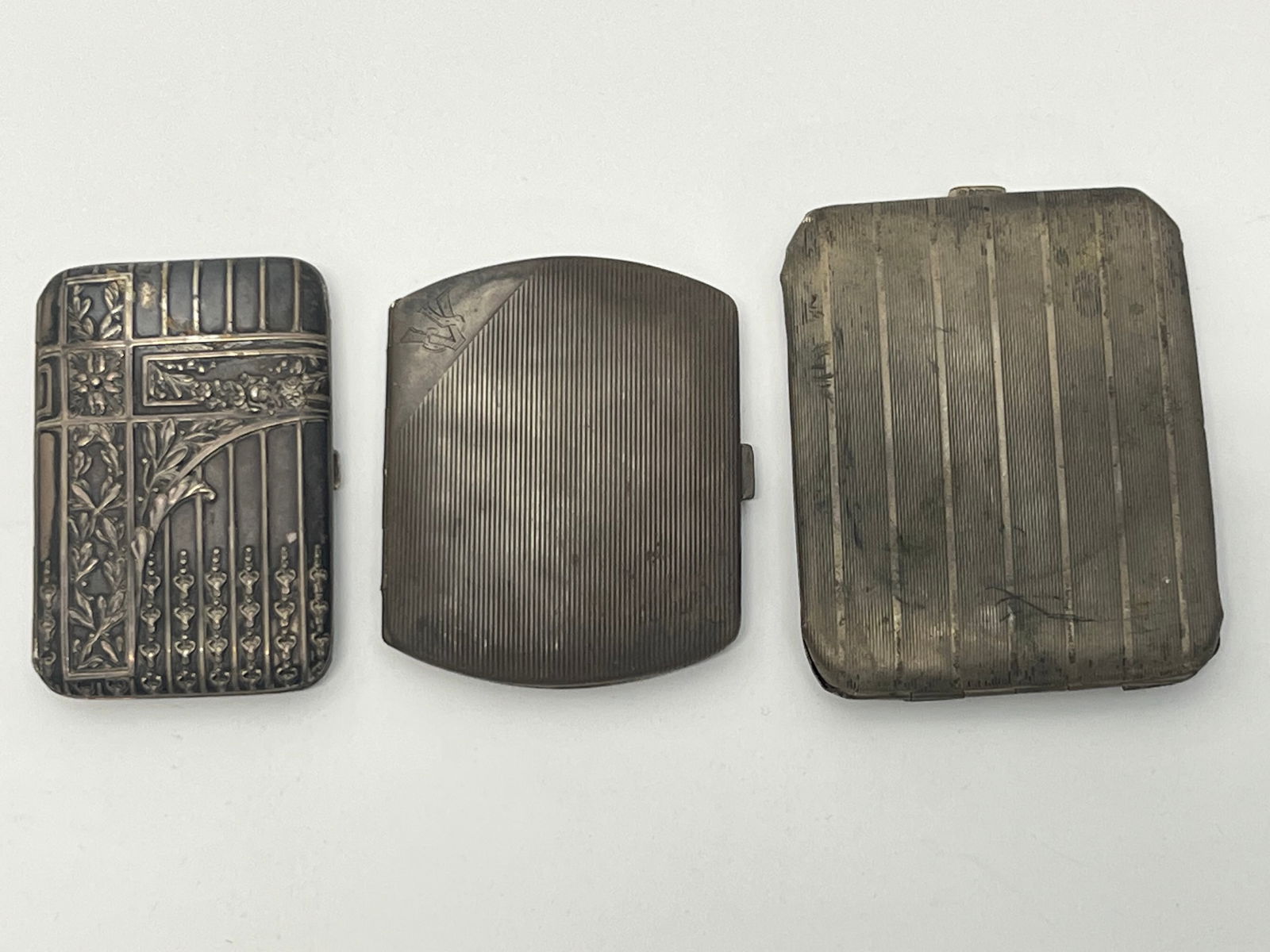 (3)Vintage Cigarette Cases .800 Silver & Silverplated - D.R.G.M .800 Silver Case w/ Design (1 of 10)