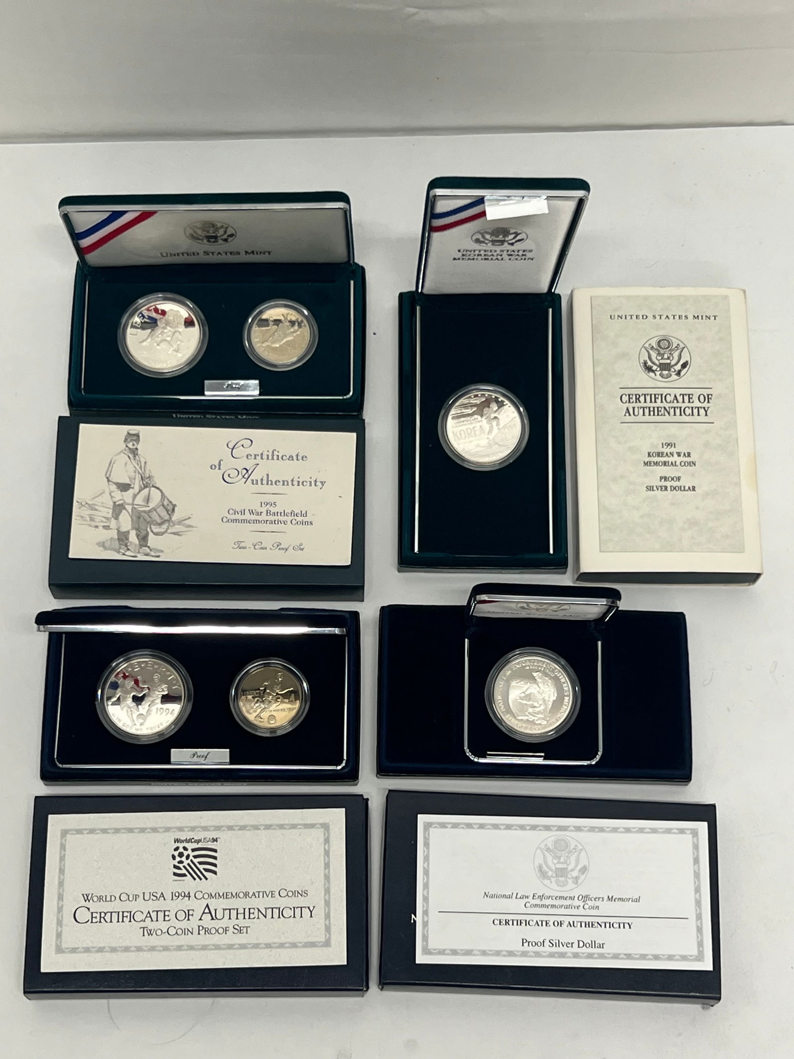 (4)US Silver Dollar Coin Sets- Civil War, Law,More -  1995 Civil War Battlefield 2 Coin Set w/ COA, (1 of 9)