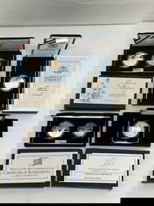 (4)US Silver Dollar Coin Sets- Civil War, Law,More -  1995 Civil War Battlefield 2 Coin Set w/ COA,