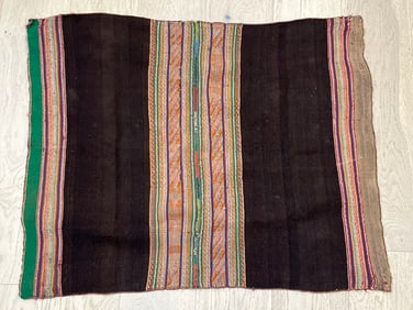Early Aguayo Textile South American Bolivia 37'' x 30'' - Vibrant Colors