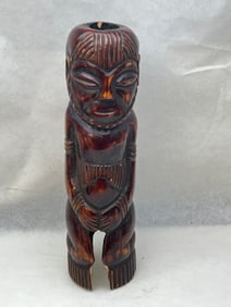 Zaire African Baluba Carved Figure 6''T, Late 1800s (Inspect, See Photos)