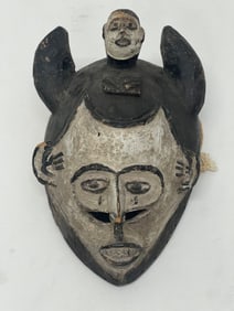 Igbo Spirit Maiden Mask 7.5'' x 12.5'' - Hand Carved & Painted - From Prominent Monterey / Carmel CA