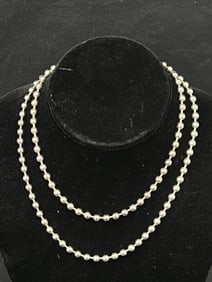 Italian Sterling Silver Beaded Necklace 32''L, 45.8g Wgt