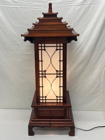 Asian Wooden Pagoda Lamp 13'' x 13'' x 36'' - Dimmable Light - 2pc (Pick Up or Arrange Own Shipping)