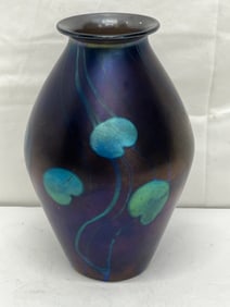 Lundberg Studios Floating Hearts Art Glass Vase 2.75'' x 8''