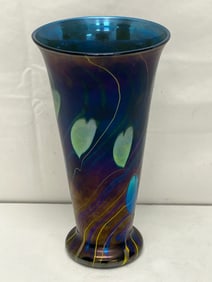 Lundberg Studios Floating Hearts Vase 1970s Era - 4.5'' x 8.5''