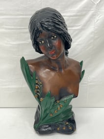 Art Nouveau Era Chalkware Bust 20''T - Signed / illegible
