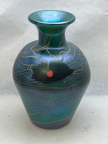 Lundberg Studios 1970s Art Glass Iridescent Vase
