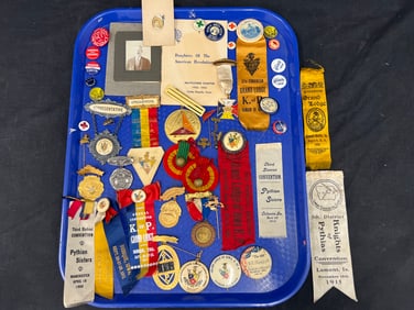 Asst Atq / Vtg Knights Pin Ribbons + More - Antique Photos, Pins, Ribbons, 1950s Daughter of