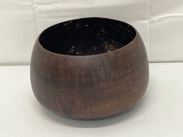 Antique Signed Black Walnut Bowl 6'' x 5'' (See Photos for Condition)