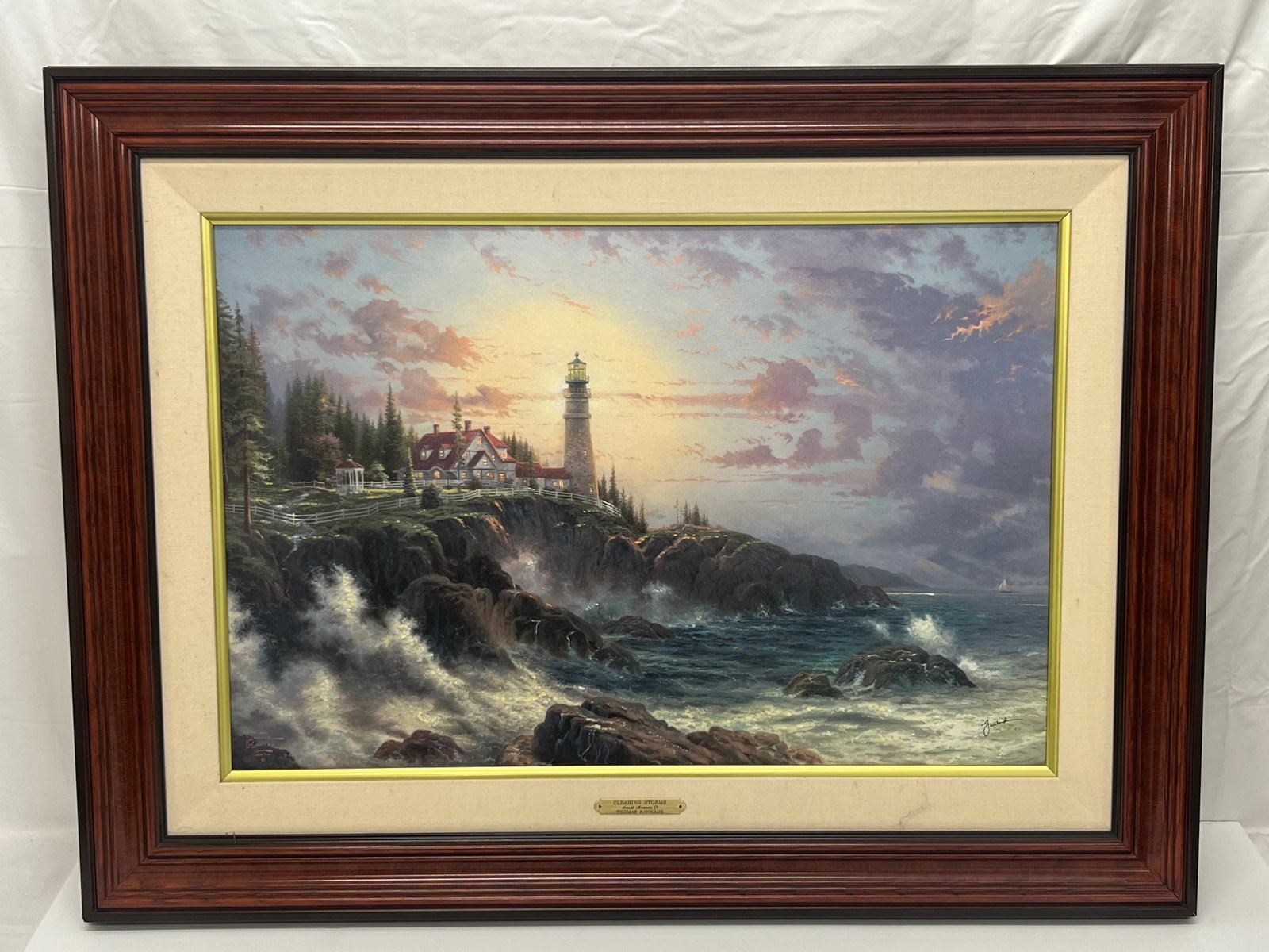 Thomas Kinkade AP Canvas Litograph of Ocean - Signed #d 222 / 570 AP, Titled ''Clearing Storms (1 of 8)