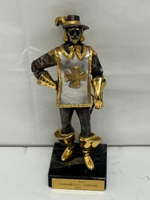 Vtg Giuseppe Vasari Silver / Gold Gilt Bronze Musketeer - Signed on Boot, 8.5''T
