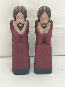 (2)Signed Henryk Wierzchowski Carved Jesus - Polish Folk Art, Signed by Artist (1937-1990) 8.5''T