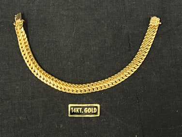 14K Italy Yellow Gold Bracelet 8.88g, 7.5''L x .25'' Wide