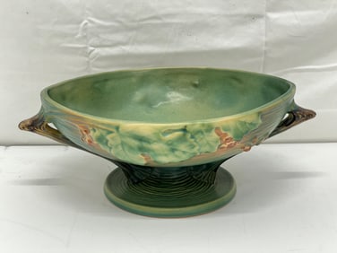 1940s Roseville Pottery Bushberry Compote Bowl - 10.5'' x 8.25'' x 4.5'' , 1-10FB