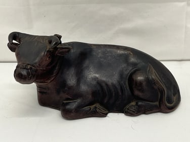 1950s Era Japanese Bizenware Ox Figure Signed - Signed by Tail , 4'' x 8''