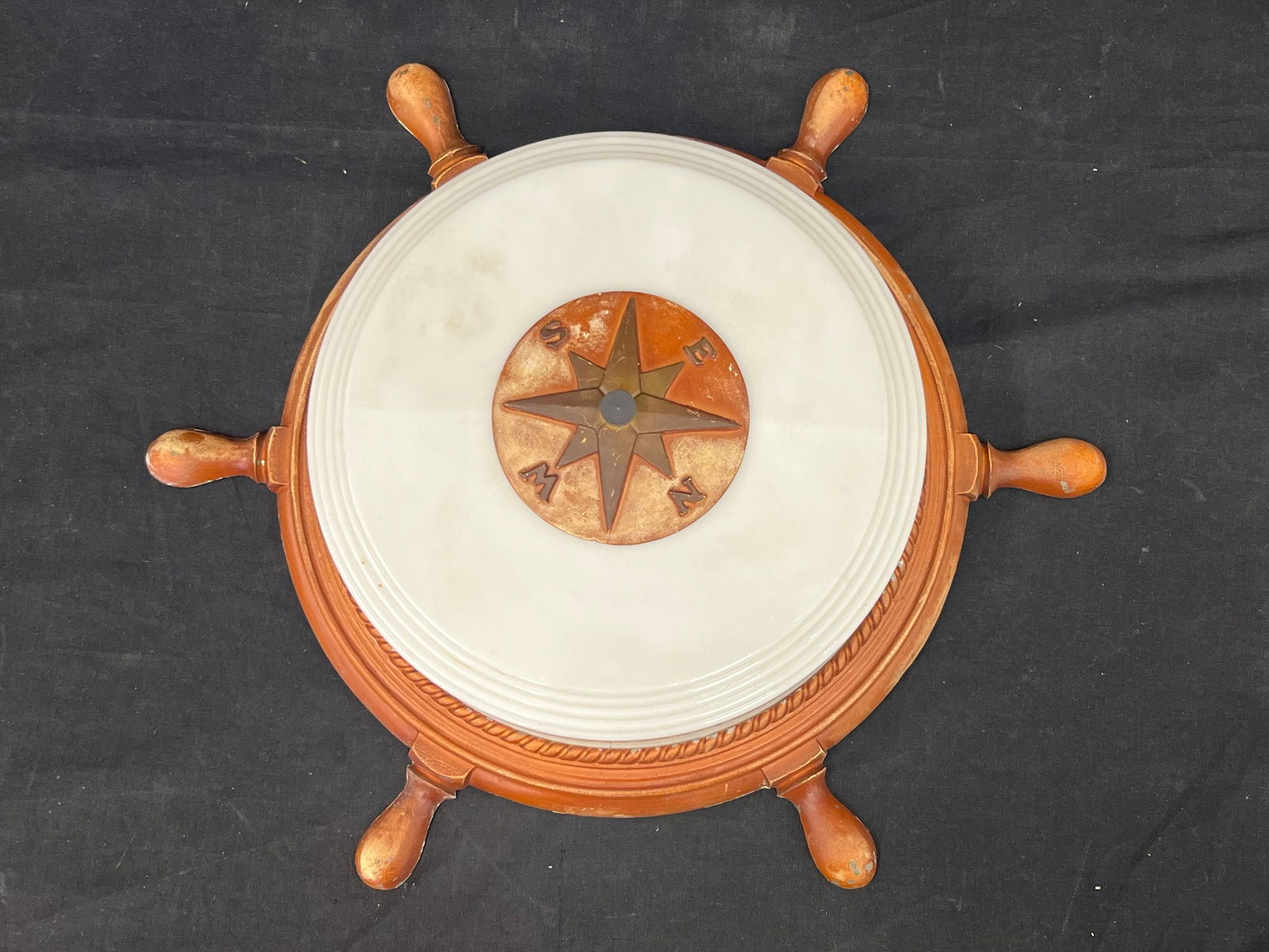 Vintage Nautical Themed Ceiling Light 17'' - Glass Shade w/ Compass Design Light (1 of 4)