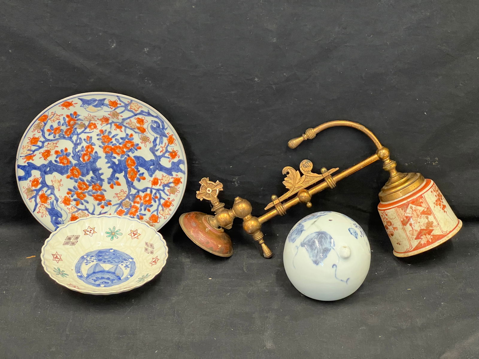 Asst Atq / Vtg Asian Porcelain, Wall Sconce - Plate, Bowl, Incense Burner? , Wall Sconce (1 of 9)