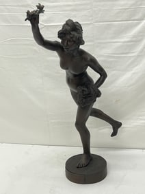 Alexandre Charpentier (1856-1909)Signed Nude Bronze - French, Signed on Base 26''T Nude Sculpture