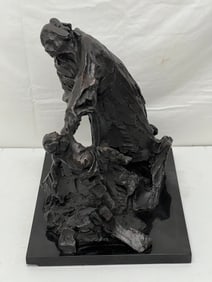 Curt Beckmann(1901-1970)Mother Child Bronze Sculpture - 1965 Signed Dated, Brutalist Bronze of