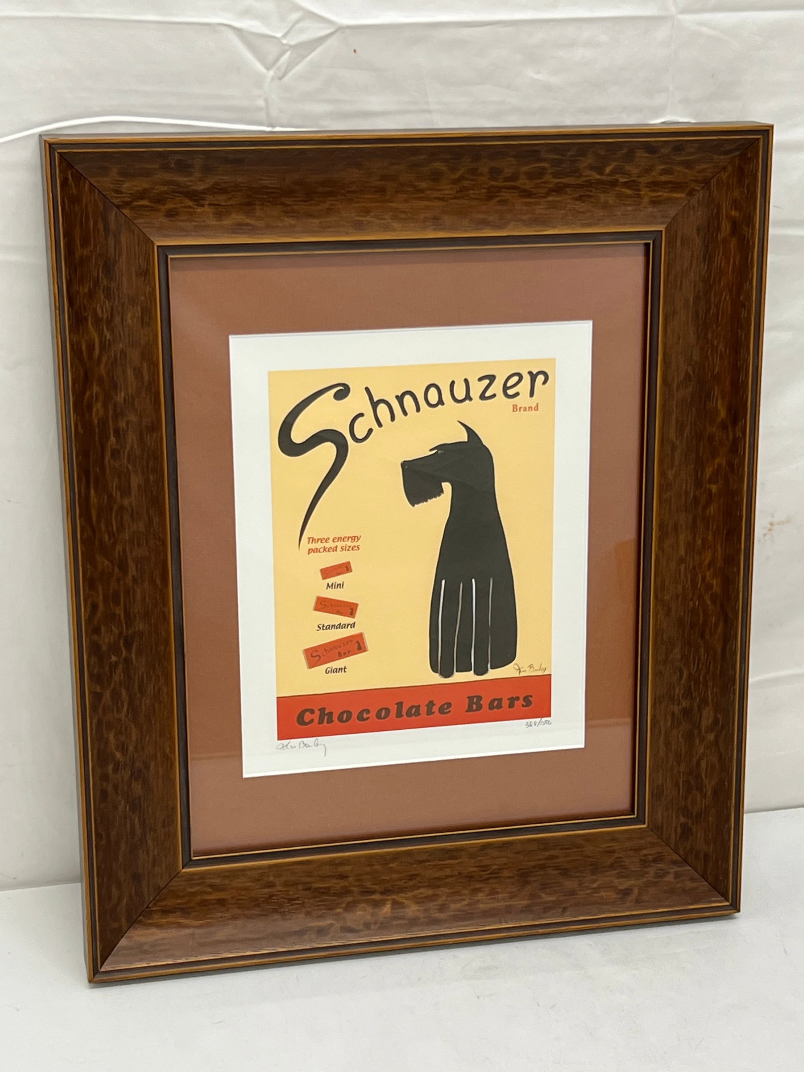 Ken Bailey Signed #d Giclee ''Schnauzer Chocolate'' - COA Included, Framed Matted 15.5'' x 18.5'': Ken Bailey Signed #d Giclee ''Schnauzer Chocolate'' - COA Included, Framed Matted 15.5'' x 18.5''